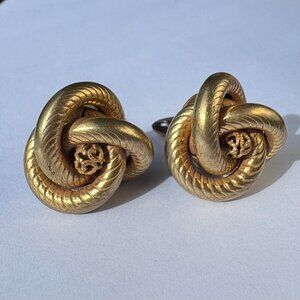 Vintage signed Haskell gold-tone "knot" clip on earrings.